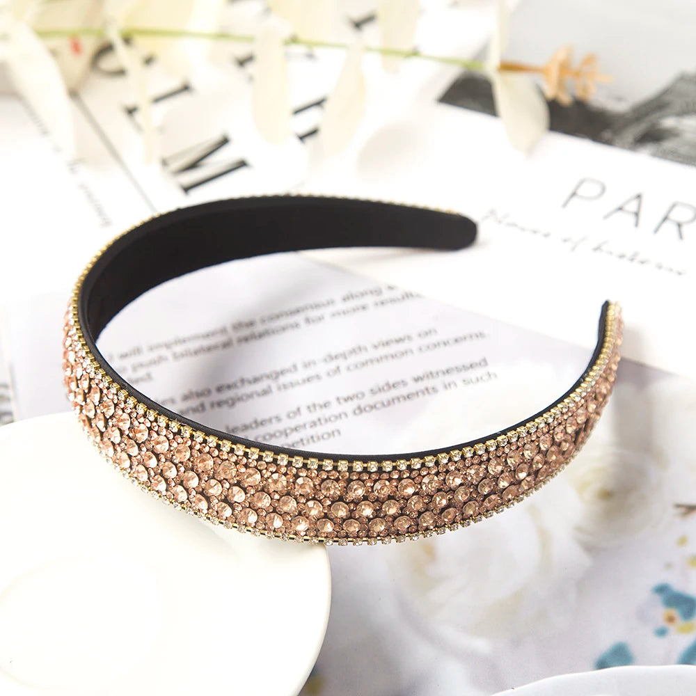 Luxuriöser Barock Strass Kristall Haarreif für Damen – Eleganter Gepolsterter Sponge Haarreif für Hochzeit Party Abendmode & Haaraccessoires