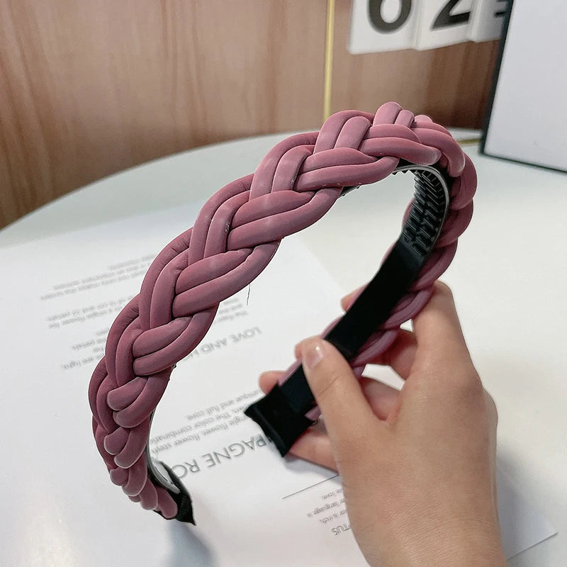 Geflochtener Haarreif für Damen – Modisches Einfarbiges Geflochtenes Haarband für Alltag Casual Styling & Elegante Haaraccessoires