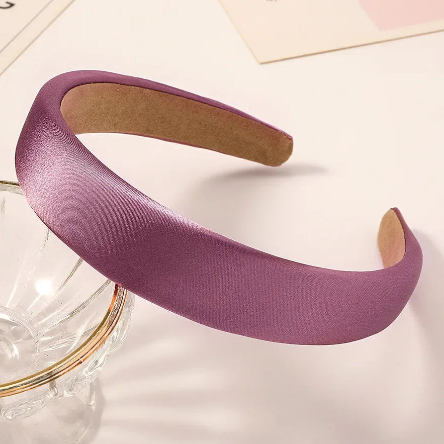 Vintage Satin Sponge Haarreif für Damen – Dicker Gepolsterter Einfarbiger Haarreif für Elegante Casual Fashion & Alltagsstyling