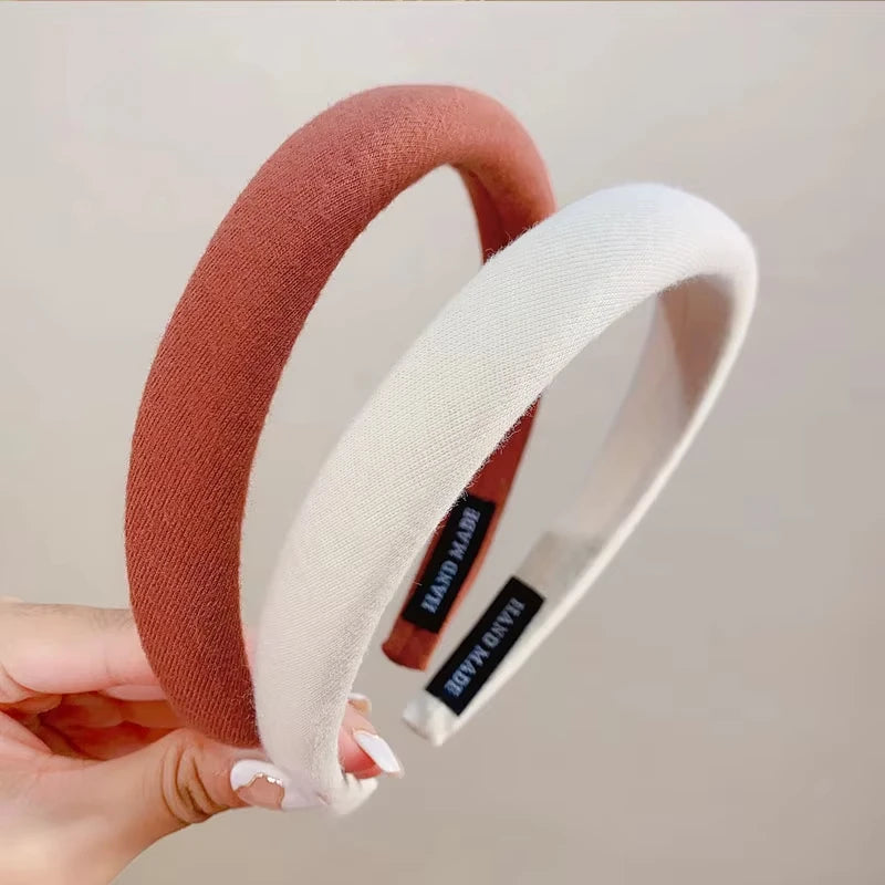 Bunter Leinen Sponge Haarreif für Damen – Modischer Breiter Gepolsterter Haarreif für Alltag Casual Styling & Haaraccessoires
