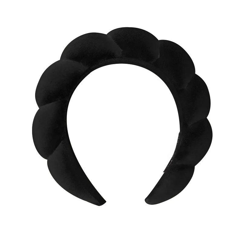 Vintage Samt Wolken-Haarreif & Armband-Set für Damen – Weiches Sponge Haarband zum Gesicht Waschen Spa Hautpflege & Badezimmer