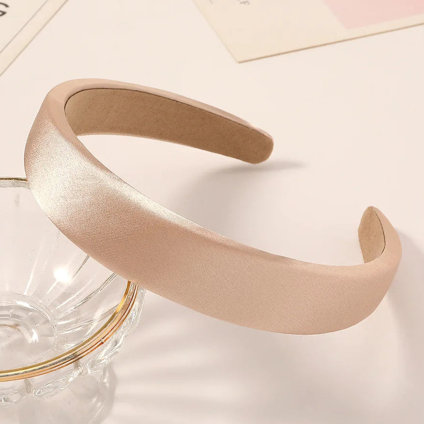 Vintage Satin Sponge Haarreif für Damen – Dicker Gepolsterter Einfarbiger Haarreif für Elegante Casual Fashion & Alltagsstyling