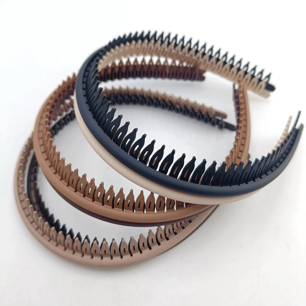 Bunter Matter Schmaler Haarreif mit Zähnen für Damen – Einfarbiges Rutschfestes Haarband für Alltag Styling & Haaraccessoires