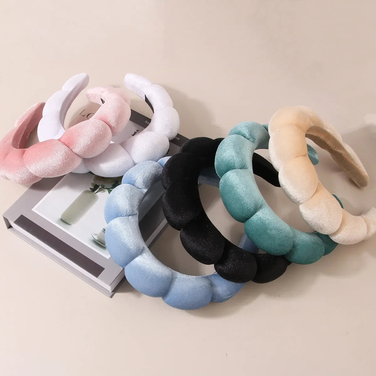 Vintage Samt Wolken-Haarreif & Armband-Set für Damen – Weiches Sponge Haarband zum Gesicht Waschen Spa Hautpflege & Badezimmer