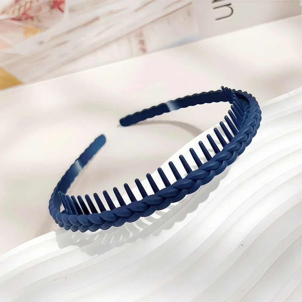 Modischer Twist-Cross Kunststoff Haarreif für Damen – Flexibler Rutschfester Haarreif mit Zähnen zum Gesicht Waschen & Haarstyling