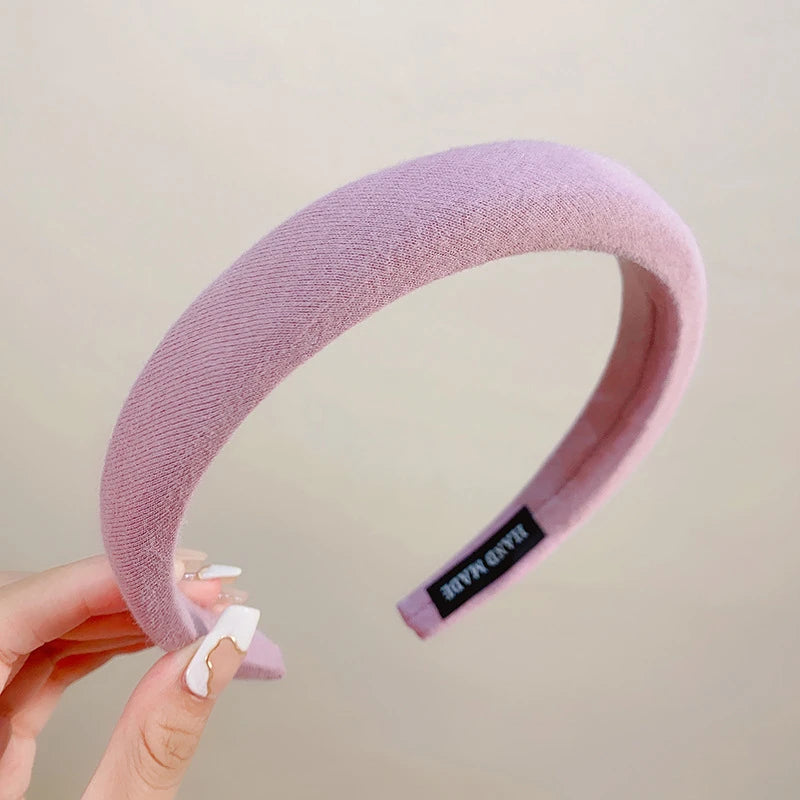 Bunter Leinen Sponge Haarreif für Damen – Modischer Breiter Gepolsterter Haarreif für Alltag Casual Styling & Haaraccessoires