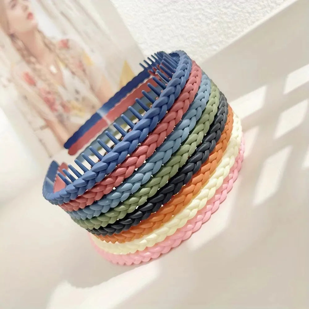 Modischer Twist-Cross Kunststoff Haarreif für Damen – Flexibler Rutschfester Haarreif mit Zähnen zum Gesicht Waschen & Haarstyling