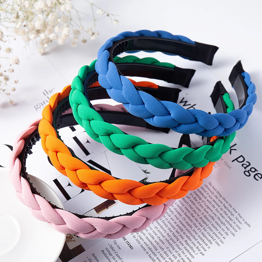 Modischer Einfarbiger Geflochtener Haarreif für Damen – Breites Gewebtes Rutschfestes Haarband für Alltag Casual Styling & Elegante Haaraccessoires