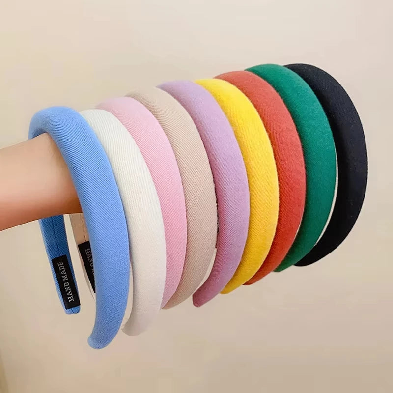 Bunter Leinen Sponge Haarreif für Damen – Modischer Breiter Gepolsterter Haarreif für Alltag Casual Styling & Haaraccessoires