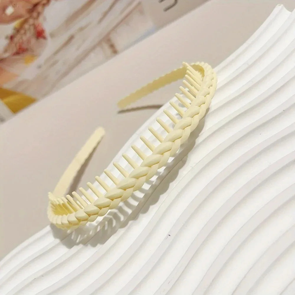 Modischer Twist-Cross Kunststoff Haarreif für Damen – Flexibler Rutschfester Haarreif mit Zähnen zum Gesicht Waschen & Haarstyling