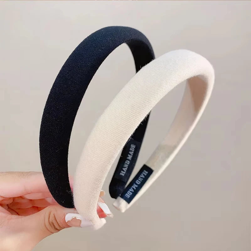 Bunter Leinen Sponge Haarreif für Damen – Modischer Breiter Gepolsterter Haarreif für Alltag Casual Styling & Haaraccessoires