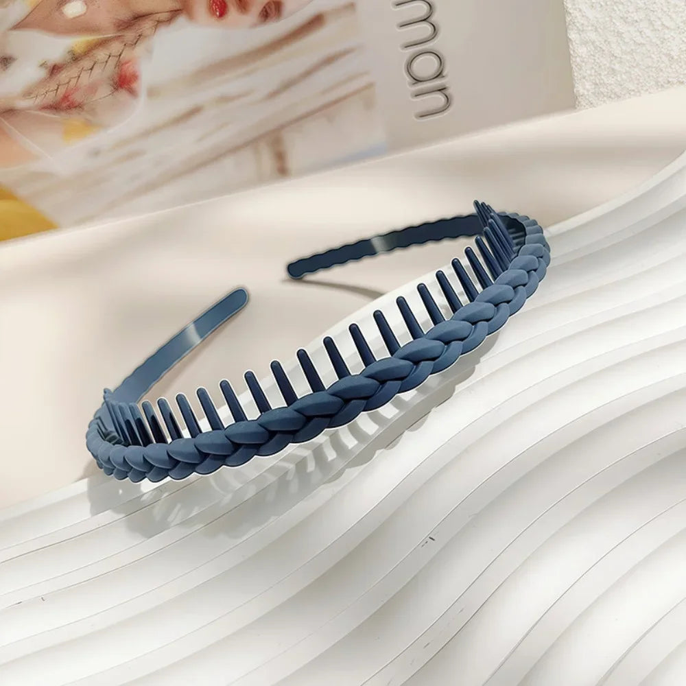 Modischer Twist-Cross Kunststoff Haarreif für Damen – Flexibler Rutschfester Haarreif mit Zähnen zum Gesicht Waschen & Haarstyling