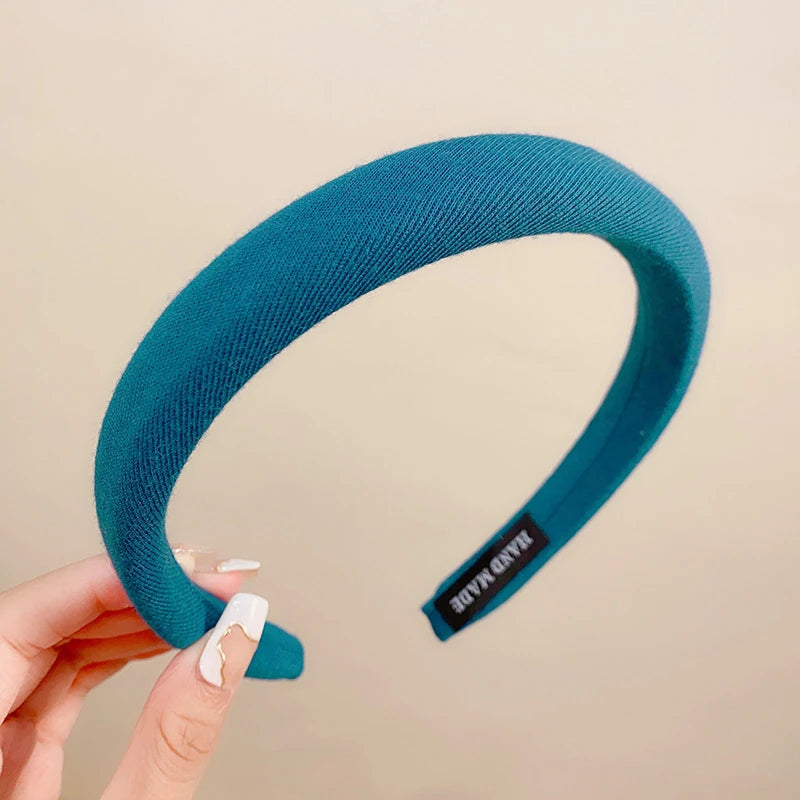 Bunter Leinen Sponge Haarreif für Damen – Modischer Breiter Gepolsterter Haarreif für Alltag Casual Styling & Haaraccessoires
