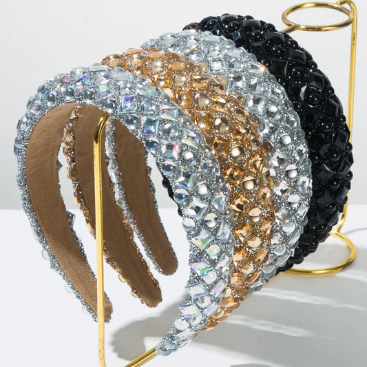 Perlen- & Strass-Haarreif für Damen – Luxuriöser Hoher Haarreif mit Kunstharzperlen für Hochzeit Party & Elegantes Styling
