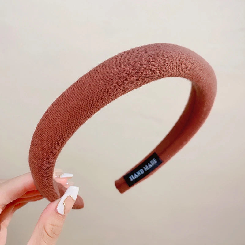 Bunter Leinen Sponge Haarreif für Damen – Modischer Breiter Gepolsterter Haarreif für Alltag Casual Styling & Haaraccessoires