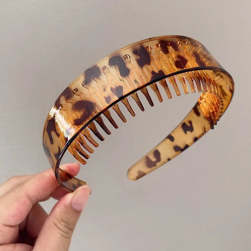Breiter Blumen-Kunststoff Haarreif mit Zähnen für Damen – Einfarbiges Rutschfestes Haarband für Alltag Casual Styling & Haaraccessoires