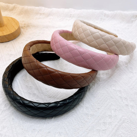 Modischer PU-Leder Haarreif für Damen – Einfarbiges Casual Turban Haarband für Reise Alltag Styling & Haaraccessoires