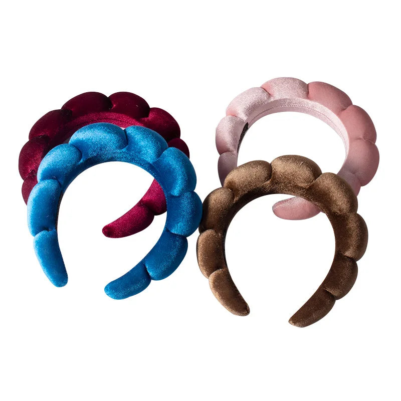 Vintage Samt Wolken-Haarreif & Armband-Set für Damen – Weiches Sponge Haarband zum Gesicht Waschen Spa Hautpflege & Badezimmer