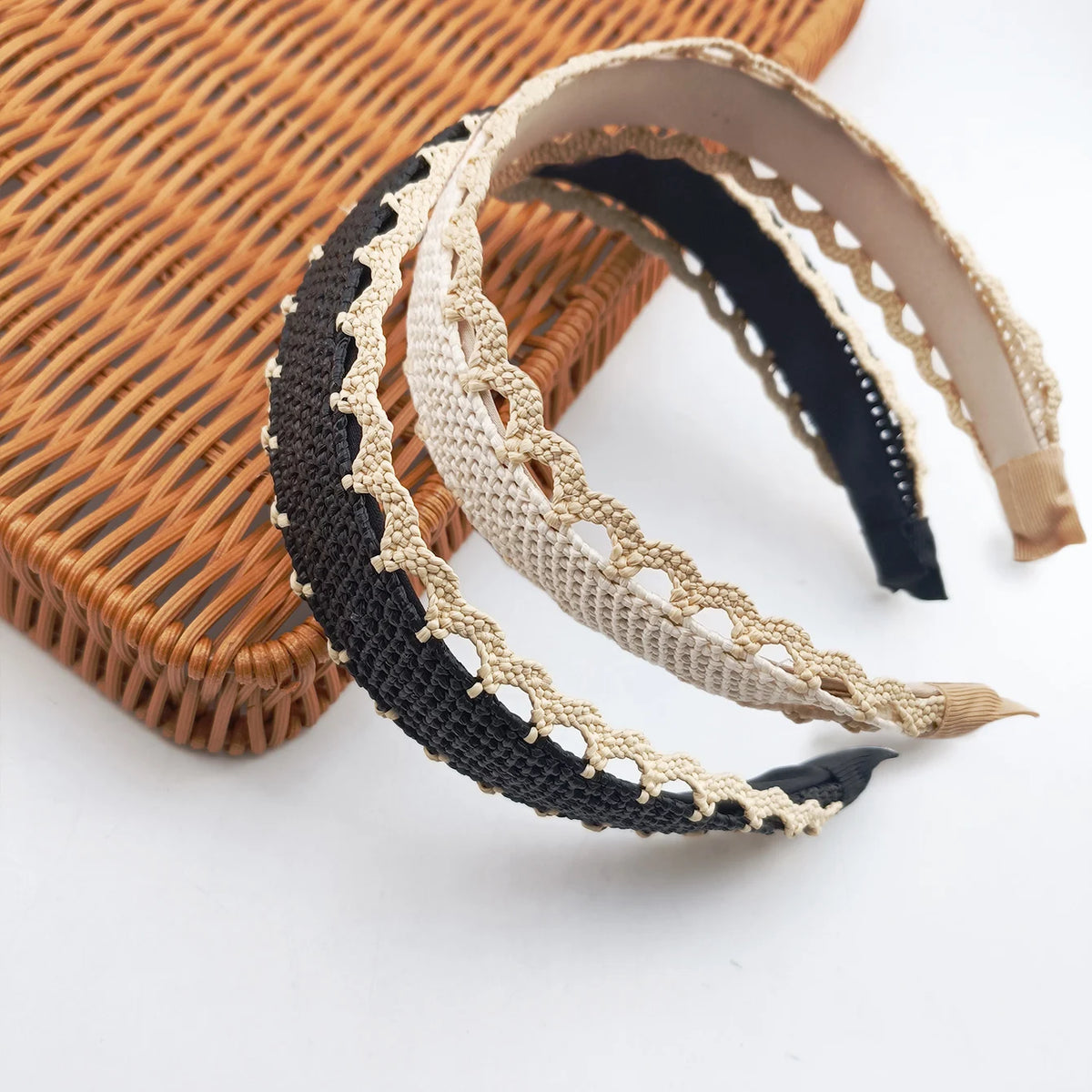 Modischer Breiter Woll-Raffia Cross-Knot Haarreif für Damen – Elegantes Breites Haarband für Alltag Casual Styling & Haaraccessoires