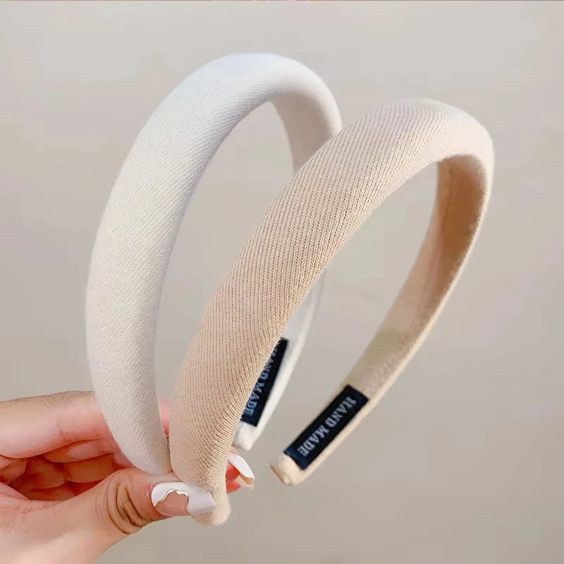 Bunter Leinen Sponge Haarreif für Damen – Modischer Breiter Gepolsterter Haarreif für Alltag Casual Styling & Haaraccessoires