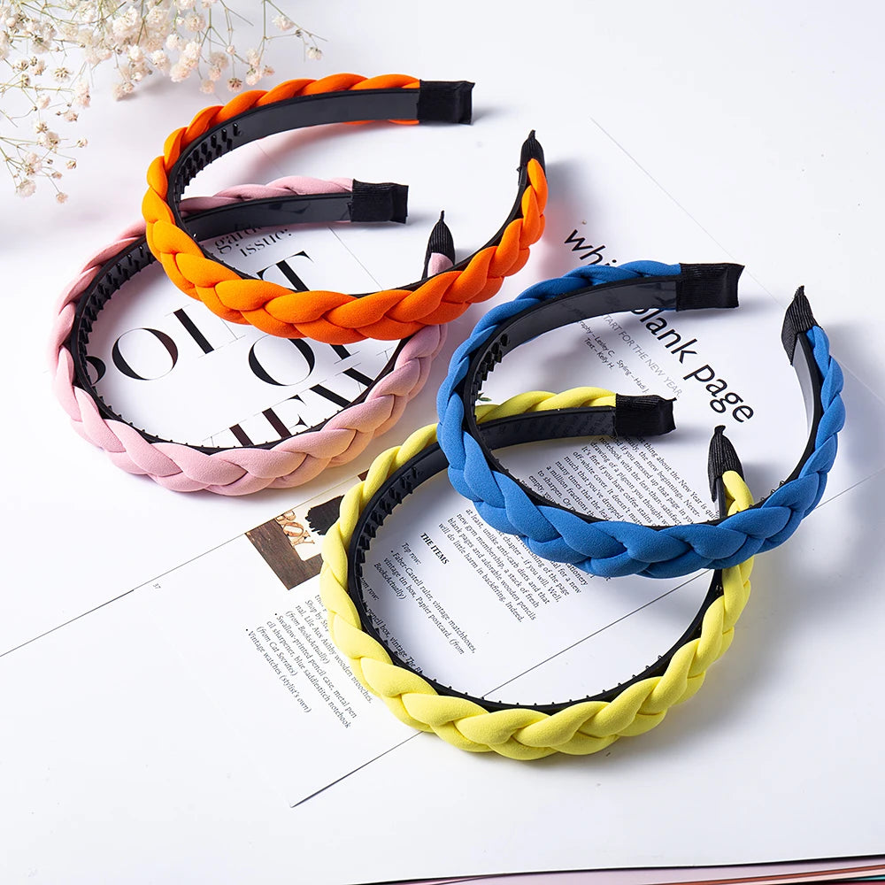 Modischer Einfarbiger Geflochtener Haarreif für Damen – Breites Gewebtes Rutschfestes Haarband für Alltag Casual Styling & Elegante Haaraccessoires