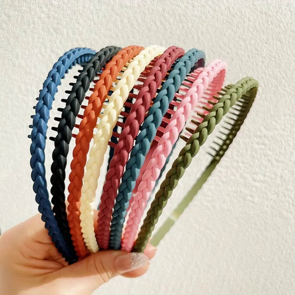 Modischer Twist-Cross Kunststoff Haarreif für Damen – Flexibler Rutschfester Haarreif mit Zähnen zum Gesicht Waschen & Haarstyling