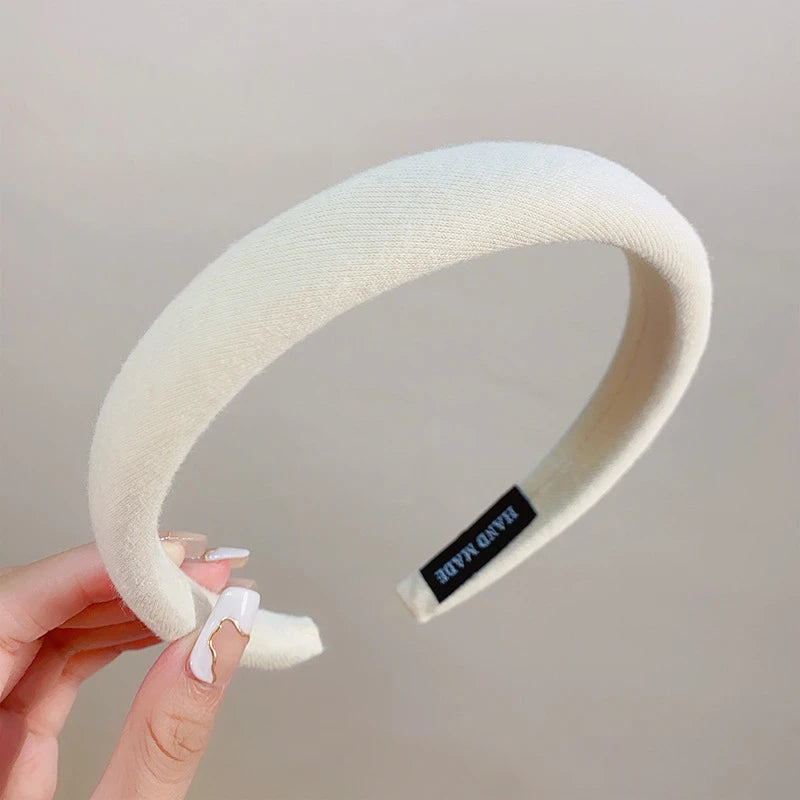 Bunter Leinen Sponge Haarreif für Damen – Modischer Breiter Gepolsterter Haarreif für Alltag Casual Styling & Haaraccessoires
